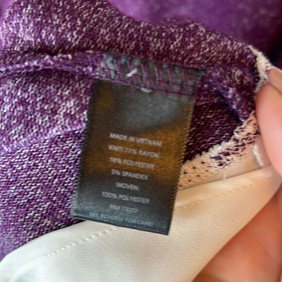 SIMPLY VERA VERA WANG Heather Purple Woven Knit Overlay Bell Slv Top - Picture 5 of 7